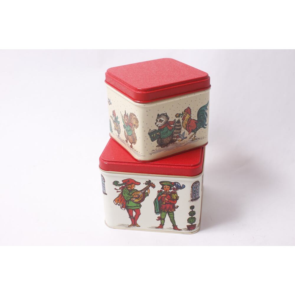 Vintage Christmas Tins by Potpourri with Animals and Musicians ~ 260304-WH 1035